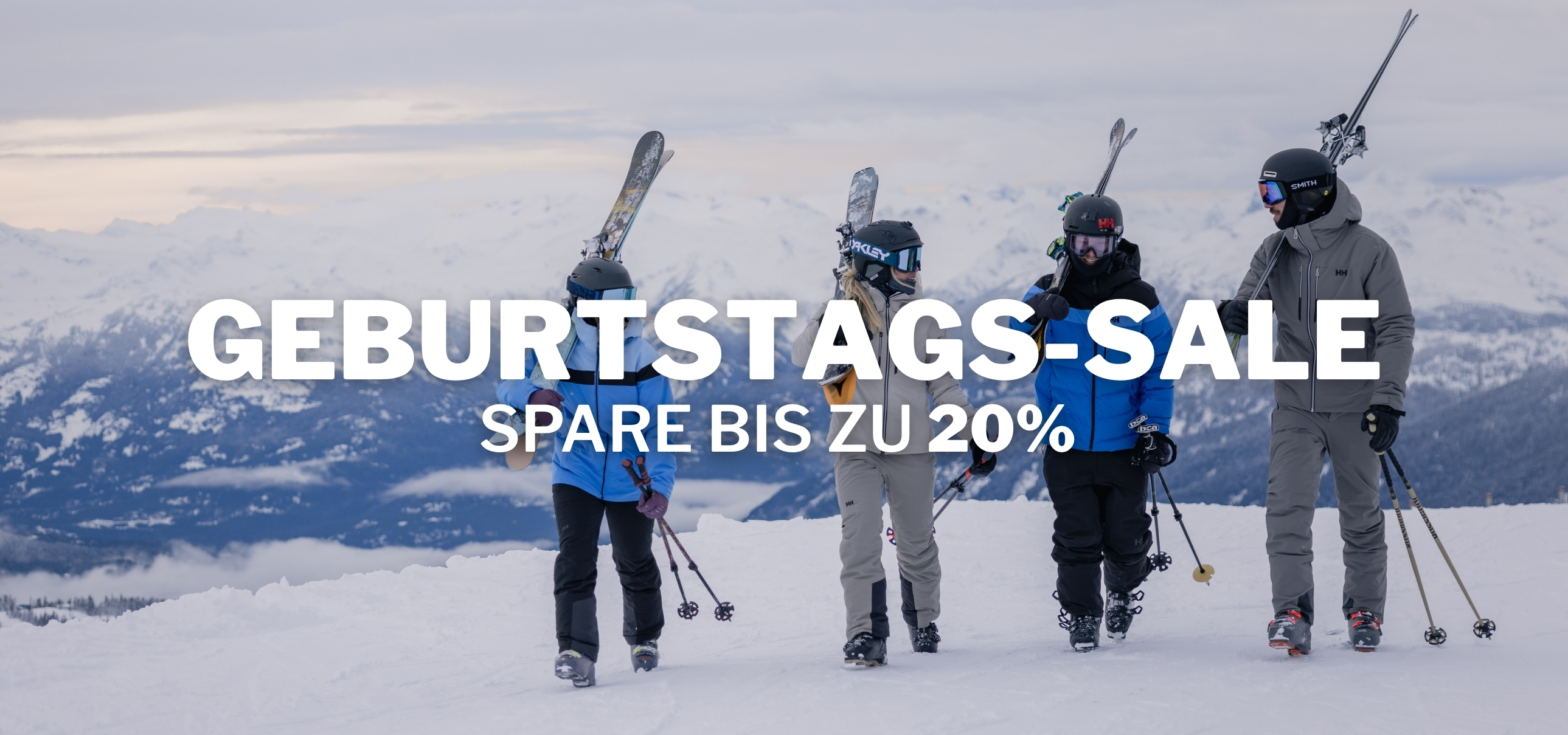 Skibekleidung und Skiausrüstung